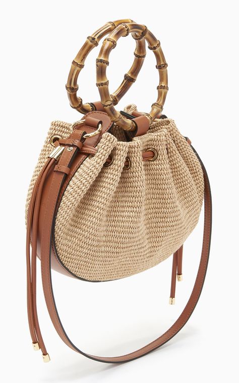 Valeria Small Raffia Bamboo Bag By Ulla Johnson | Moda Operandi Bamboo Crochet, Bamboo Bags, Summer Cotton Tops, Hand Beaded Bag, Bamboo Bag, Straw Tote Bag, Wicker Bags, Straw Tote, Beaded Bags