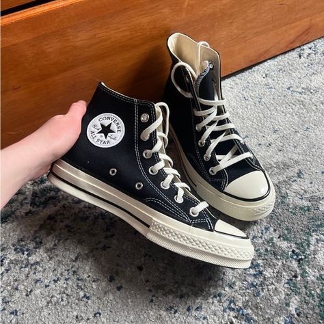 Chuck 70s Vintage Canvas High Tops size 7.5W — Converse Ideas, Converse 70s, Chuck 70s, Cute Casual Shoes, High Top Chucks, Converse Chuck 70, Aesthetic Things, Chuck 70, 70s Vintage