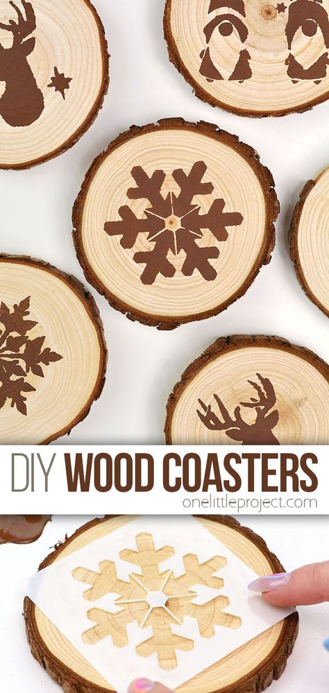 Craft Class Ideas For Adults, Christmas Coasters Diy Kids, Christmas Coasters Wood, Wood Slice Coasters Diy, Christmas Wooden Coasters, Home Made Crafts To Sell, Wooden Coasters Diy Ideas, Wooden Coaster Design Ideas, Costers Diy Wooden