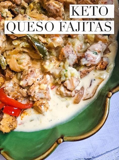 Easy Keto/Low Carb Recipes Keto Queso, Baked Fajitas, Homemade Queso, Keto Low Carb Recipes, Baked Chicken Fajitas, Queso Cheese, Fajita Recipe, Lchf Recipes, Keto Side Dishes