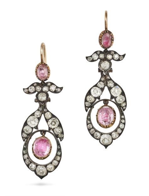 A PAIR OF ANTIQUE FOILED PINK TOPAZ AND DIAMOND DROP EARRINGS Diamond Chandelier Earrings, Bubble Earrings, Carter Family, Texas Ranch, Diamond Cluster Earrings, Turquoise Drop Earrings, Mabe Pearl, Jeweled Earrings, Pearl And Diamond Earrings