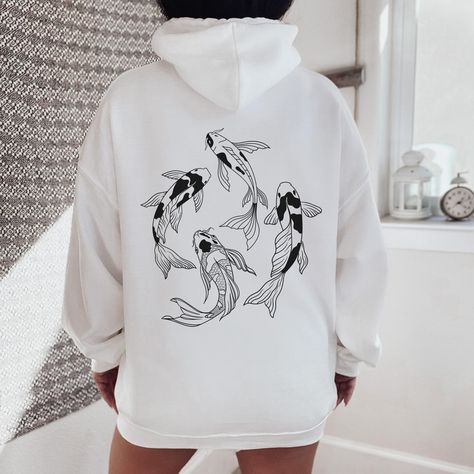 Koi Fish Sweatshirt Japanese Hoodie Indie Clothing Anime - Etsy Alt Hoodie, Womens Techwear, Clothing Anime, Japanese Hoodie, Kawaii Hoodie, Indie Clothing, Graphic Shirt Design, Sweatshirt Y2k, Future Style