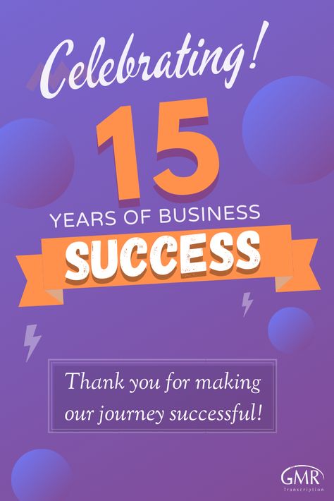 GMR Transcription is #celebrating its 15th #anniversary and has proudly served over 12,000 clients nationwide by delivering quality #transcription work. 15 Year Anniversary, 15th Anniversary, Transcription, Year Anniversary, Success Business, The Past, Thank You, Celebrities