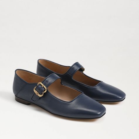 Sam Edelman Michaela Mary Jane Flat | Women's Flats and Loafers Spanish Girl, Work Aesthetic, Navy Flats, Slingback Flats, Mary Jane Flats, Comfortable Flats, Women's Flats, Sport Sandals, Classic Silhouette