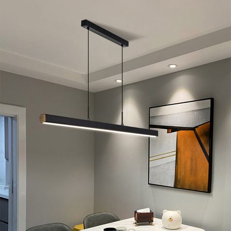 Voltage: 110V-120V,220V-240V Number of Lights: 1 Color: Black Style: Modern Lampshade Material: Acrylic Other Material: Metal,Wood Fixture Type: Pendant Light Height: 1.77'' Width: 23.62'' /31.50''/39.37'' /47.24'' /59.06'' /70.87'' Length: 59.06''(Adjustable) Suitable for installation in bedroom, living room, dining room, bathroom, hallway, corridor, Loft, office, balcony, bar, etc. Bar Tv Room, Ceiling Lighting Ideas, Ceiling Light Living Room, Vaulted Ceiling Lighting, Bar Tv, Table Lamp Luxury, Dining Table Chandelier, Dining Room Chandelier Modern, Low Ceiling Lighting