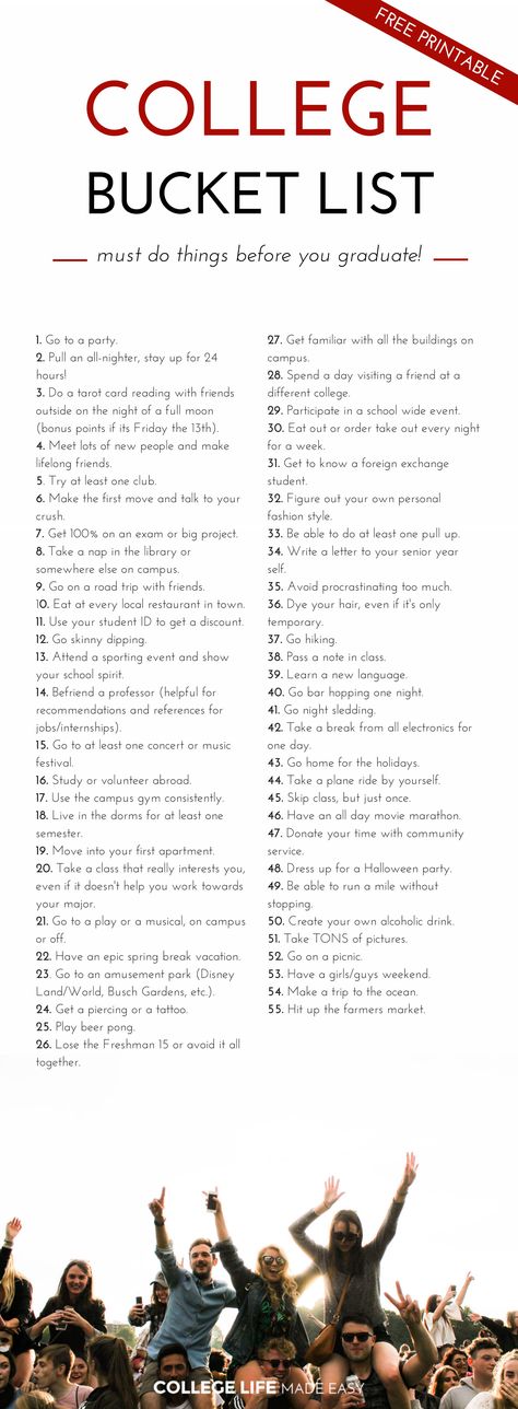 To Do List For College Students, College Diary Ideas, Collage Bucket List, Things To Do Before You Graduate High, Things To Do Before Graduate High School, 100 Things To Do Before High School, College Students Aesthetic, Things For College Students, Things To Do Before Graduation