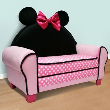 Minnie Mouse couch..would be really cute in her playroom. Minnie Mouse Bedroom, Toddler Sofa, Kid Furniture, Disney Furniture, Disney Rooms, Toddler Girl Room, Toddler Bedrooms, Minnie Mouse Birthday, Big Girl Rooms