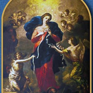 Our Lady Undoer of Knots by Samuel Epperly Mary Untier Of Knots, Mary Undoer Of Knots, Way Of The Cross, Picture Molding, Advice For Newlyweds, Baroque Painting, Jesus Face, Saving A Marriage, Save My Marriage