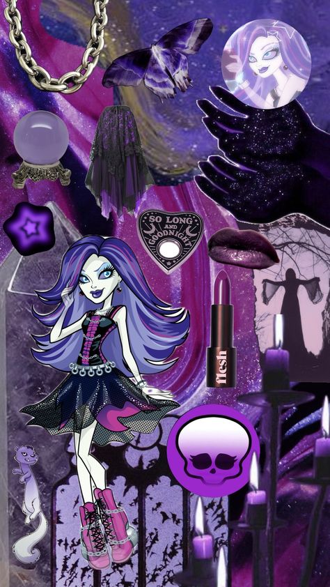 #spectravondergeist #spectra #ghost #monsterhighaesthetic #monsterhigh #purple #purpleaesthetic Spectra Monster High Costume, Spectra Cosplay, Spectra Costume, Spectra Fanart, Monster High Spectra, Spectra Vondergeist, Monster High Costume, Moster High, Wallpaper Ideas