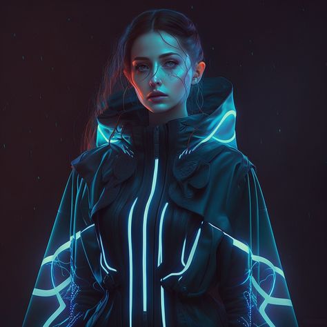 Cyberpunk Cloak, Cyberpunk Female, Tron, Cloak, Cyberpunk, Sci Fi