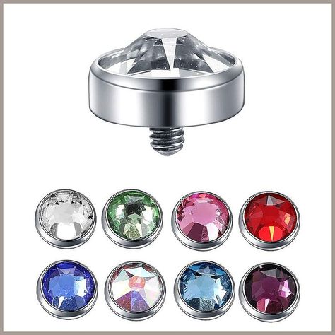 14G Micro Dermal Anchor Top Crystal Top Dermal Piercings Surface Skin Piercing Body Jewelry Dermal Piercings, Dermal Piercing Jewelry, Microdermal Piercing, Industrial Piercing Barbells, Skin Piercing, Internally Threaded Jewelry, Surface Piercing, Tapers And Plugs, Piercing Stud