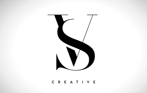 SV Artistic Letter Logo Design with Serif Font in Black and White Colors Vector Illustration S And V Logo, Sv Logo Design, Sv Logo, Logo Nail, Logo Design Art, Letter Logo Design, Color Vector, White Colors, Serif Font