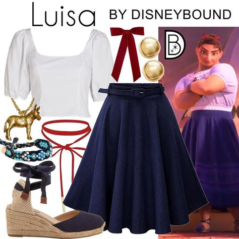 DisneyBound on Instagram: “i move mountains, i move churches and i glow 'cause I know what my worth is. 💙💪🏽 #disneybound” Luisa Madrigal Costume Diy, Mirabel Inspired Outfit, Luisa Disneybound, Encanto Inspired Outfits, Encanto Outfits, Encanto Costumes, Disneybound Outfits Summer, Encanto Aesthetic, Encanto Costume