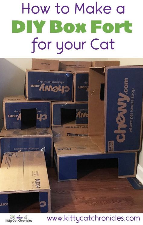 Cardboard Cat Castle, Cardboard Box Fort, Cat Fort, Cat House Diy Cardboard, Box Fort, Cat Diy Crafts, Cardboard Cat House, Cat Castle, Cardboard Cat