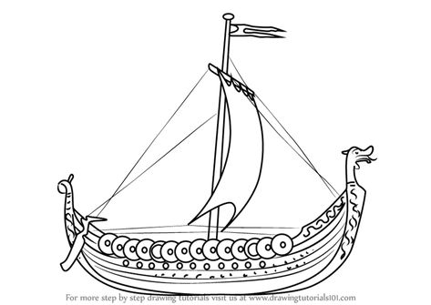 Learn How to Draw a Viking Ship (Boats and Ships) Step by Step : Drawing Tutorials Vikings Design, Draco Constellation, Viking Boat, Viking Ships, Viking Longship, Viking Books, 16th Century Art, Boat Drawing, Viking Dragon