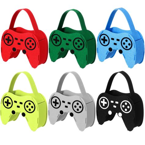 PRICES MAY VARY. Felt Video Game Goodie Bags Set: includes 12 video game felt goodie bags in 6 colors, 2 pieces for each color, catering to the demands of sizeable parties and gatherings; The vivid video game button cutouts can be assembled on the bags, making each bag a hit among party guests; These joyous elements are blended into a lovely design, ideal for various occasions and party decorations Suitable Size and Quality Material: each video game felt bag measures approx. 7.87 x 5.91 x 2.76 i Level Up Party Favors, Mario Theme Birthday Party, Game Themed Party, Prizes For Kids, Pac Man Party, Video Game Party Favors, Class Rewards, Biscuits Snacks, Gift Bags Birthday