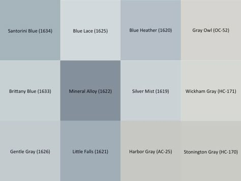 Bathroom Colors Schemes, Bathroom Colors Gray, Benjamin Moore Blue, Kitchen Grey, Blue Gray Paint, Santorini Blue, Gray Paint, Blue Paint Colors, Paint Colors Benjamin Moore