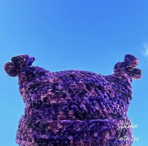 Chowder Hat Crochet, Chowder Hat, Cat Beanies, Cat Beanie, Velvet Yarn, Pitcairn Islands, Head Circumference, Crochet Ideas, Papua New Guinea