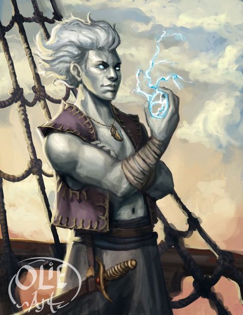 ArtStation - Maxwell Al'Sawt, Air Genasi Storm Sorcerer , Olie Boldador Storm Sorcerer, Air Genasi, D D Races, D D Character Ideas, Pathfinder Character, Dnd Races, Fantasy Portraits, Fantasy Races, Dungeons And Dragons Characters