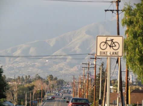 #city #cityaesthetic #sanbernadino  #california #californiatravel #redlands #mountains #palmtrees City Aesthetics, Redlands California, San Bernardino California, Bike Lane, Happy Things, California Dreamin', San Bernardino, City Aesthetic, California Travel