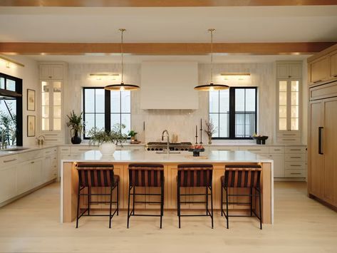 Photo 12 of 13 in This Home’s Whole Design Hinged on a Servery Window - Dwell Serving Window Kitchen, Venetian Plaster Kitchen, Plaster Kitchen, Zellige Tile Backsplash, Transitional Traditional Decor, Quartzite Counters, White Wood Kitchens, Kitchen Design Gallery, Long Kitchen