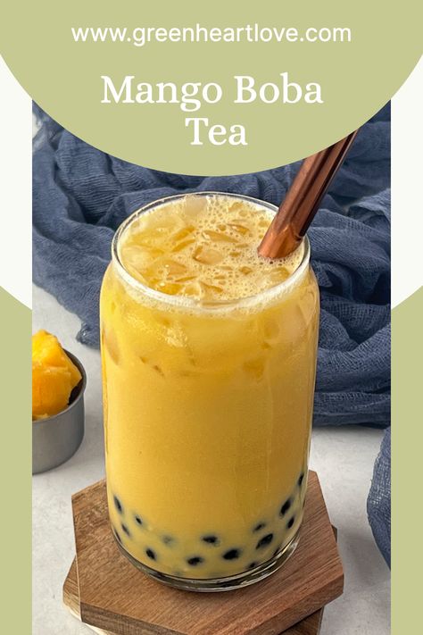 Boba Mango, Fruit Boba Recipe, Mango Boba Tea Recipe, Mango Boba, Mango Bubble Tea Recipe, Pineapple Boba Tea Recipe, Mango Milk Tea Recipe, Boba Fruit Tea Recipe, Mango Milk Tea