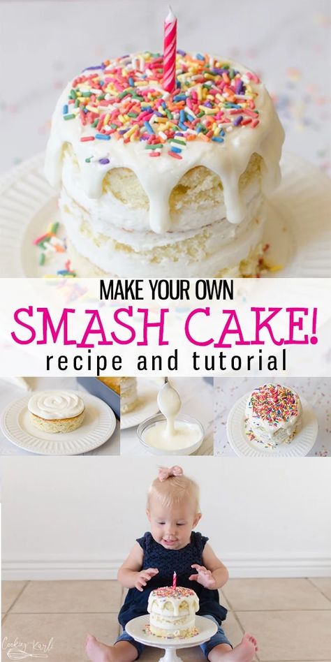 Make A Smash Cake, Homemade Smash Cake, Smash Cake Recipe, Oreo Rice Krispie Treats, Diy Smash Cake, Smash Cake Recipes, Cake Recipe Easy, Cooking With Karli, Mini Chocolate Chip Cookies