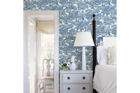 The Coastal Granddaughter style is a burgeoning fashion and interior design trend inspired by the relaxed and elegant lifestyle of East Coast beach living. This aesthetic is a fresh take on the cherished "Coastal Grandmother" style, combining its tim... Black Toile, Brewster Wallpaper, Wallpaper Warehouse, Toile Wallpaper, Toile Pattern, Blue Toile, Commercial Wallpaper, W Wallpaper, Paper Wallpaper