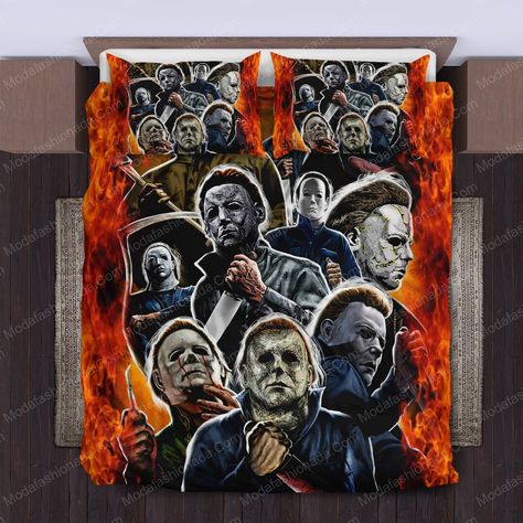 Click link to buy it: . ✔ Fast shipping. ✔ Limited design. Bedding set is a must-have for any luxury home. From the beautiful fabrics to the intricate details, our bedding set set is sure to beautify your bedroom and allowing a comfortable night’s Michael Myers House, Myers House, House Of Horrors, Halloween Bedding, Fine Bedding, 3d Bedding, Horror House, High Quality Bedding, Soft Bedding