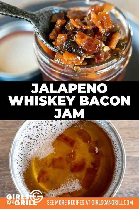 What makes this bacon jam recipe different from all of the other recipes out there is that it includes a little jalapeno for heat, some whiskey and beef broth to add richness. Pin this post to for adding pep to your jam with this jalapeno whiskey bacon mam recipe! #bbq #grillingrecipe #baconjam Whiskey Bacon, Jalapeno Bacon, Bacon Jam Recipe, Jalapeno Jam, Homemade Bacon, Grilling Ideas, Stuffed Jalapenos With Bacon, Bacon Jam, Hot Peppers