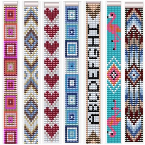 Bead Loom Patterns 10 Rows, Bead Loom Patterns Beginner Free, Bead Loom Earrings Patterns, Bead Loom Bracelets Patterns Free, Seed Bead Loom Patterns Free, Bead Loom Patterns Free, Bead Art Patterns, Loom Beading Patterns, Miyuki Pattern