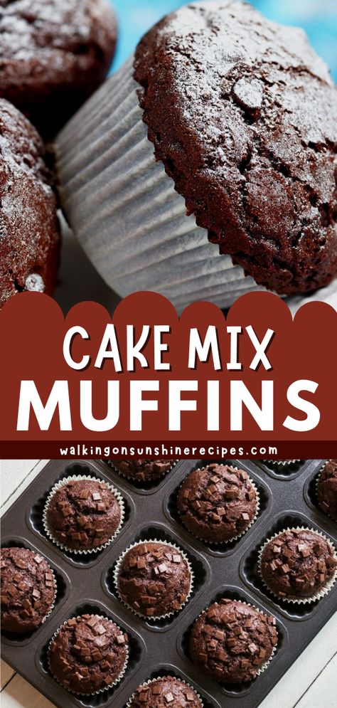 Muffin Recipes From Cake Mixes, Easy Cake Mix Muffin Recipes, Cake Mix Oatmeal Muffins, Cake Mix Double Chocolate Chip Muffins, Cake Mix To Muffins, Easy Cake Mix Muffins, Healthy Cake Mix Muffins, Banana Chocolate Chip Muffins Easy Cake Mixes, Chocolate Chip Muffins With Cake Mix Boxes