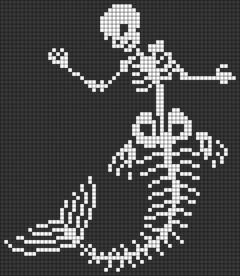 Alpha Patterns Perler Beads, Long Alpha Patterns, Alpha Graph Patterns, Crochet Graph Patterns Aesthetic, Witchy Pixel Art, Aesthetic Cross Stitch, Goth Pixel Art, Stitch Skeleton, Skull Cross Stitch Pattern