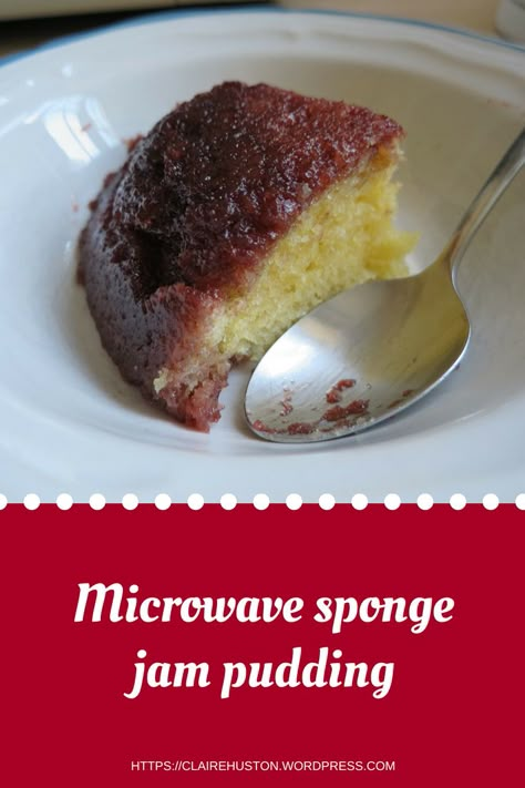 Microwave Jam Sponge Pudding, Microwave Pudding Cake, Jam Pudding, Mug Pudding Microwave, Jam Pudding Recipes, Microwave Sponge Pudding, Quick Pudding Recipes, Microwave Baking Recipes, Microwave Steamed Pudding