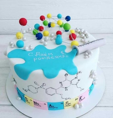 Molecules Atomic Cake, Chemistry Cake, Science Cake, Science Party Decorations, Science Birthday Party Ideas, Scientist Birthday Party, Mad Scientist Birthday, Scientist Birthday, Science Birthday