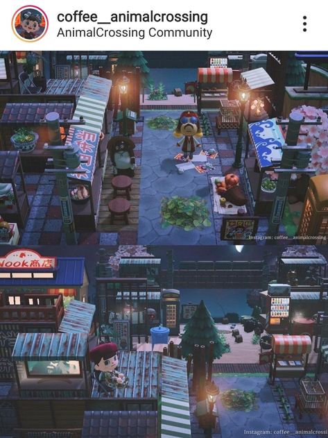 Animal Crossing Dystopia, Acnh City Museum, Acnh Night Market, Acnh Japanese Market, Acnh Japanese City, Acnh Japanese, Japanese Town, Japanese Animals, City Island