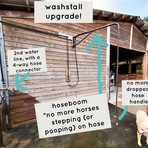 Outdoor Wash Stalls For Horses, Horse Wash Stall Outdoor, Horse Farm Hacks, 2 Stall Horse Barn With Tack Room, Small Tack Room Ideas Diy, Horse Wash Rack Outdoor, Horse Boarding Facility Ideas, Barn Stall Ideas, Horse Wash Stall