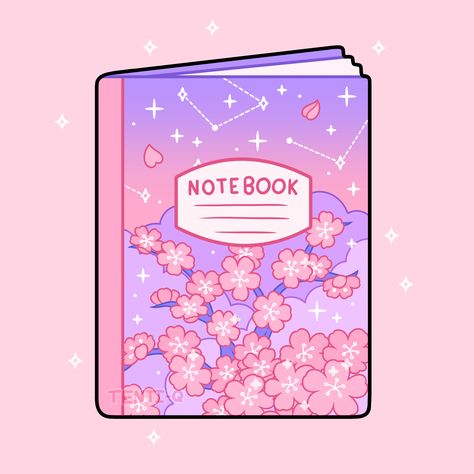 Cute Procreate Drawings Easy, Purple Drawing Ideas, Sakura Cute, Kawaii Notebook, Purple Stars, Sakura Art, Cross Stitch Geometric, Props Art, Cute Galaxy Wallpaper