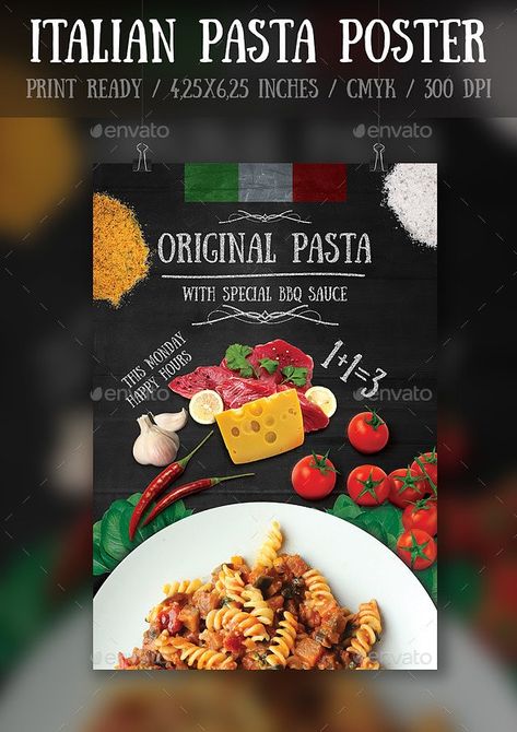 Italian Pasta Flyer\Poster Template by Bugsster | GraphicRiver Pasta Restaurant, Pasta Restaurants, Restaurant Flyer, Dont Drink And Drive, Italy Food, Food Poster Design, Italy Aesthetic, Flyer Poster, Italian Pasta