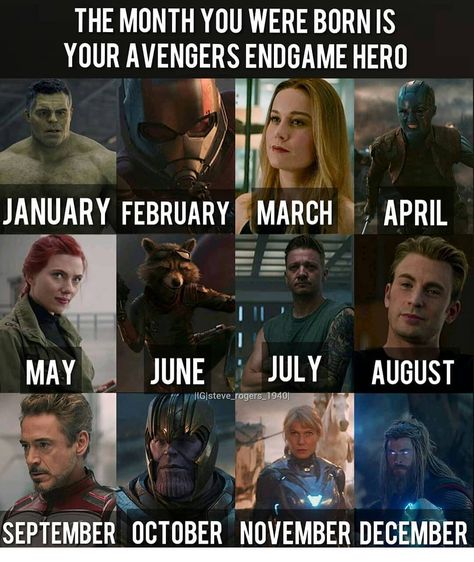 The Month You Were Born Is Your Avengers Endgame Hero !😍🤔🔥Go Comment!!⤵️● . Comment below😏🤔 . 🚨Turn On Post Notifications 🚨 . 🔥Tag Your… Birth Month Quotes, The Avengers Endgame, Captain America Art, Your Birth Month Your, Affiliate Amazon, Superhero Memes, Samuel L Jackson, Steve Rogers Captain America, Marvel Superhero Posters