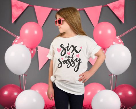 Birthday Day Outfit, Girls 6th Birthday, 6th Birthday Shirt, Navy Sister, Graduation Shirts For Family, 6th Birthday Party, Sixth Birthday, Sassy Tee, Sassy Shirts