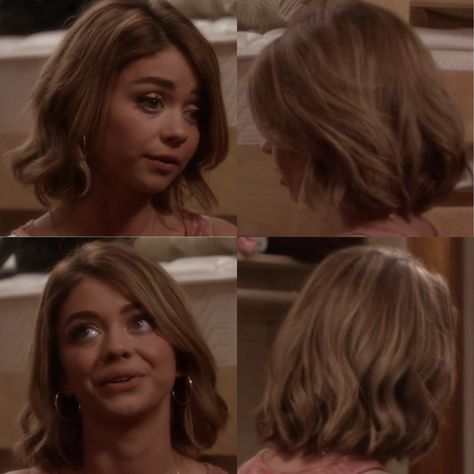 Haley Dunphy/Sarah Hyland Cute haircut for season 7!! Haley Dunphy Season 7 Hair, Modern Family Haley Short Hair, Hailey Dunphy Short Hair, Haley Dunphy Short Hair, Haley Dunphy Hair, Claire Dunphy Hair, Sarah Hyland Short Hair, Cute Haircuts For Short Hair, Hailey Dunphy