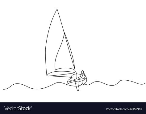 One Line Sailboat Tattoo, Sailing Boat Drawing, Sailboat Tattoo Simple, Swim Drawing, Drawing Boats, Sailing Tattoo, Sailboat Drawing, Sailboat Tattoo, Surf Tattoo