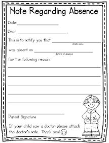 Mrs. Solis's Teaching Treasures: Absent Note Freebie Student Information Sheet, Family Organization, School Template, Letter To Teacher, Student Information, Family Organizer, Middle School, Kindergarten, Quick Saves