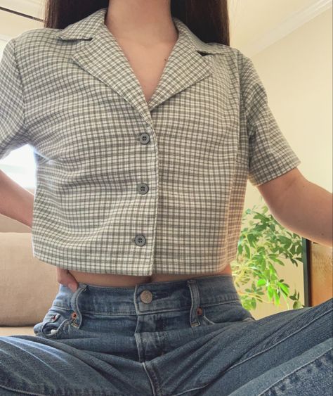 Checkered Tops For Women, Checkered Polo Outfit Women, Checkered Blouse Outfit, Checkered Outfit Women, Checkered Shirt Outfit Women, Checkered Shirt Outfit, Brandy Fits, Checkered Outfit, Jojo Fashion