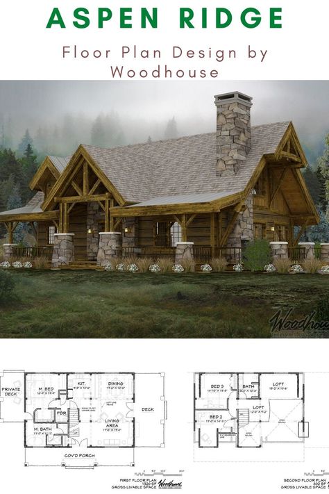 Adirondack Cottage, House Plans With Loft, Timber Frame Home Plans, Modern Cabin House, Log Cabin Plans, Log Cabin Floor Plans, House Plan With Loft, Timber Frame Home, Log Home Floor Plans