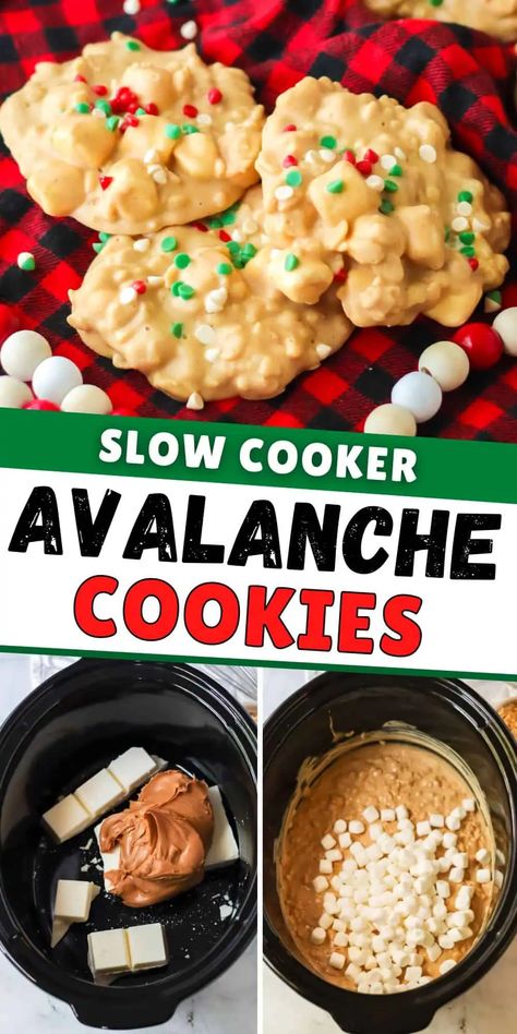 Crockpot Avalanche Cookies, Crockpot Cookies, Peanut Butter And White Chocolate, Avalanche Cookies, Crockpot Candy Recipes, Crockpot Christmas, Easy Christmas Candy Recipes, Christmas Candy Easy, Crockpot Candy