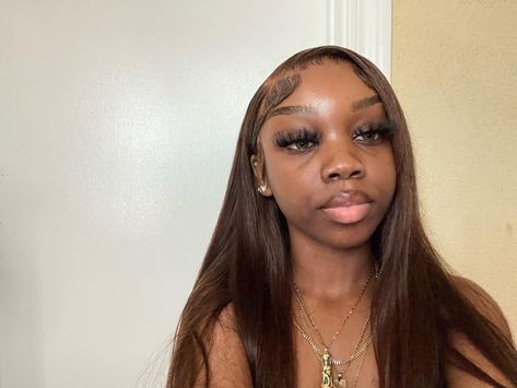 Darkskin Colored Wig, Chocolate Brown Wig Dark Skin, Brown Wig Dark Skin, Dark Brown Lace Front Wig, Coloured Wigs On Dark Skin, Wig Colors Black Women Dark Skin, Wigs On Dark Skin Women, Brown Wig On Dark Skin, Brown Wig Hairstyles