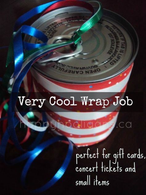 very cool wrap job (perfect for gift cards, concert tickets, cash...) - happy hooligans Wrap A Small Gift, Gift Card Presentation, Happy Hooligans, Cash Gift Card, Cool Wraps, Prank Gifts, Wrapping Gift Cards, How To Wrap, Clever Gift