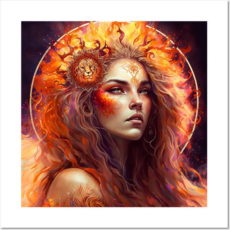 Leo Fire Sign Zodiac Goddess.This beautiful portrait looks lovely on many different items including t shirts , art prints , laptop cases and many more items. -- Choose from our vast selection of art prints and posters to match with your desired size to make the perfect print or poster. Pick your favorite: Movies, TV Shows, Art, and so much more! Available in mini, small, medium, large, and extra-large depending on the design. For men, women, and children. Perfect for decoration. Leo Fire Sign, Leo Goddess, Zodiac Goddess, Sagittarius Star Sign, Astrology Birthday, Sagittarius Women, Zodiac Signs Sagittarius, Fire Signs, Zodiac Star Signs